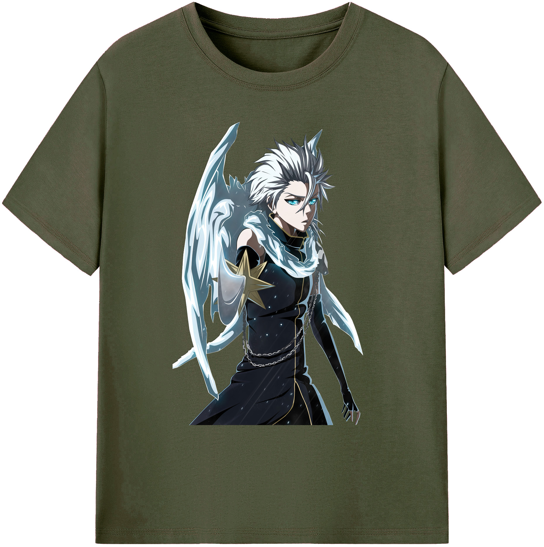 （画像用） ブリーチ 日番谷冬獅郎（ひつがや とうしろう） BLEACH Hitsugaya Toushirou 綿100％ メンズ半袖Tシャツ｜肌触りやわらか＆通気性
